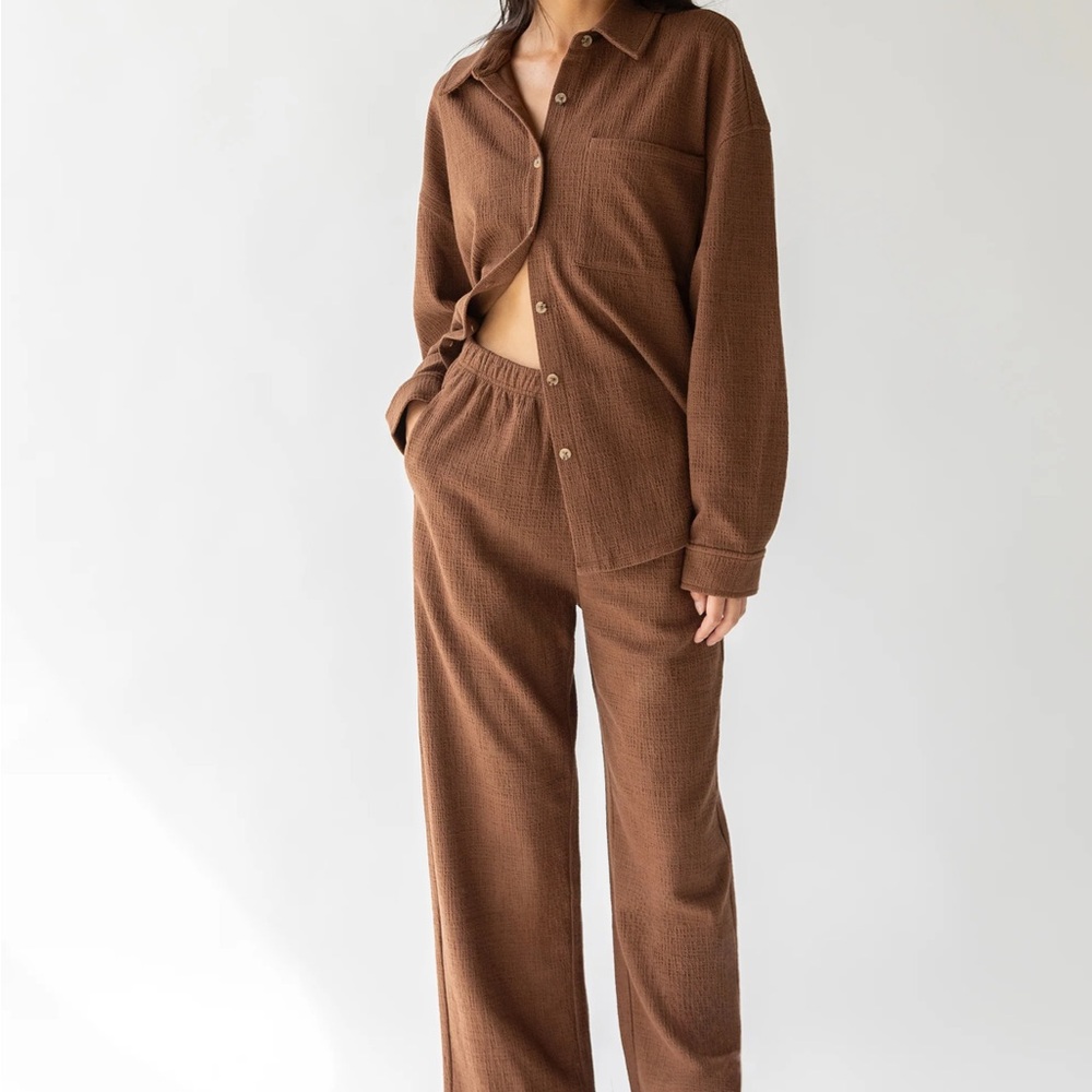 OAK + FORT Brown Elastic Pants